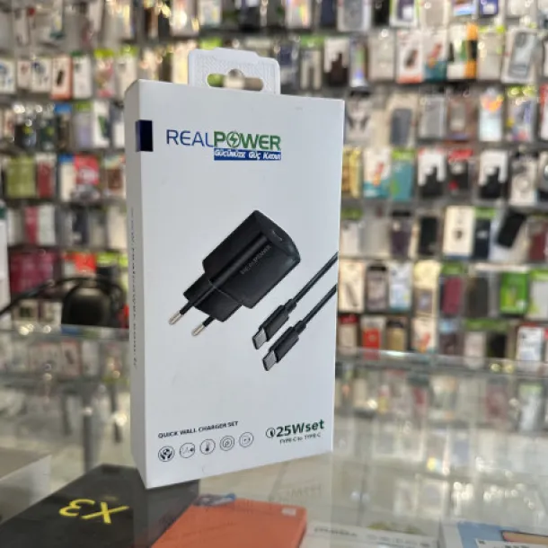 Realpower 25W Seyahat Şarj Aleti Type-C + (3A) Type-c den Tupe-c