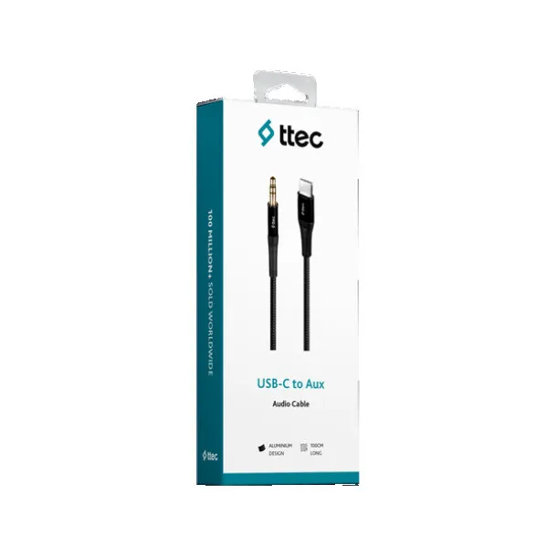 ttec Aux - USB-C Ses Kablosu 100cm Siyah